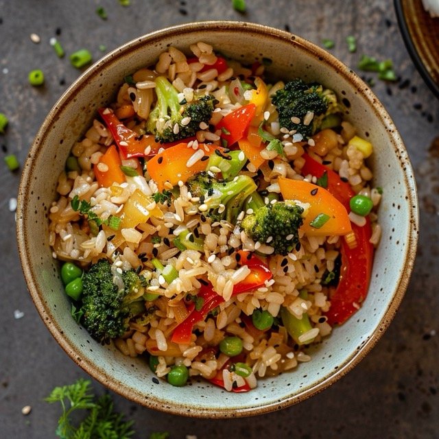 7-Day Meal Plan for Gastritis- Brown Rice with Stir-Fried Vegetables