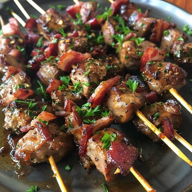 Carnivore Diet recipes- Chicken Liver and Bacon Skewers