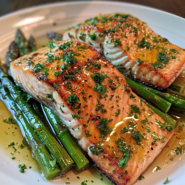 Dinner- Garlic Butter Salmon with Asparagus