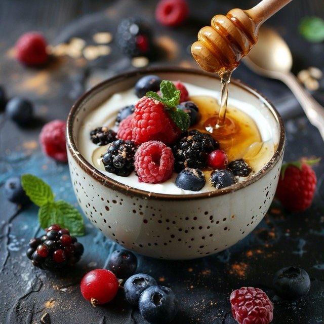 Greek Yogurt with Berries and Honey