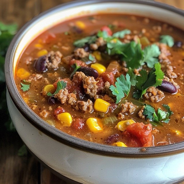 Ground Beef Crock Pot Recipes- Ground Beef Taco Soup