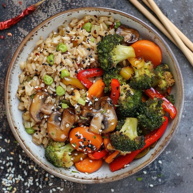 7-day meal plan for ulcers- Vegetable stir-fry with brown rice