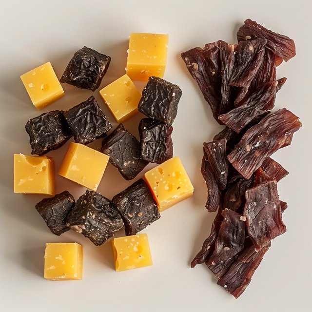 Carnivore Diet Meal Plan- beef jerky and cheese cubes