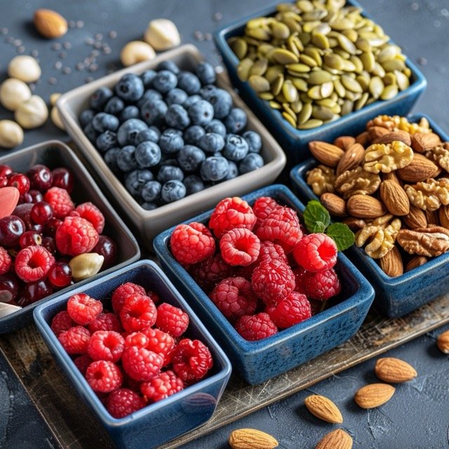 21-day fatty liver diet plan- berries, nuts, and seeds to combat oxidative stress