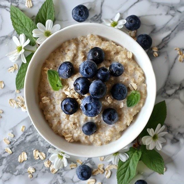7-day meal plan for pancreatitis- oatmeal with blueberries