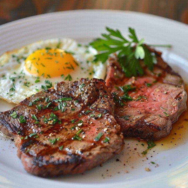 Carnivore Diet Meal Plan- steak and eggs carnivore breakfast