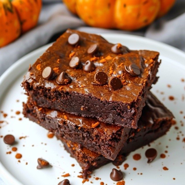 Low Calorie Fudgy Flourless Pumpkin Brownies Dessert Recipe