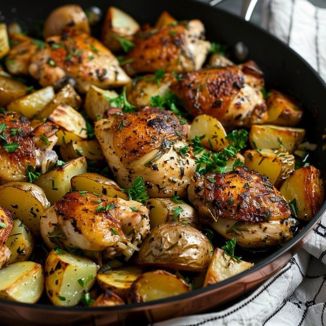7-Day Meal Plan for Ulcerative Colitis- One Pan Garlic Herb Chicken and Potatoes