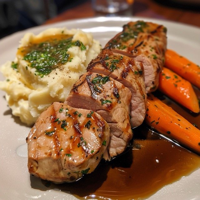 7-Day Meal Plan for Ulcerative Colitis- Pork tenderloin with mashed potatoes and steamed carrots