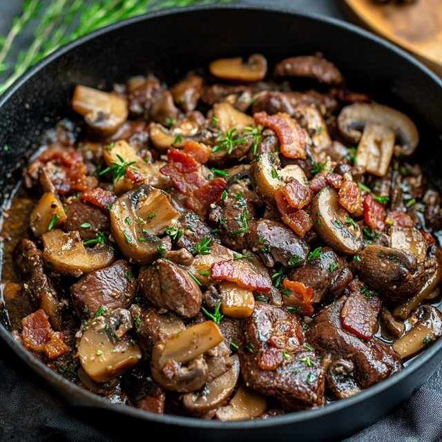 Beef Liver Recipes- Beef Liver with Bacon and Mushrooms